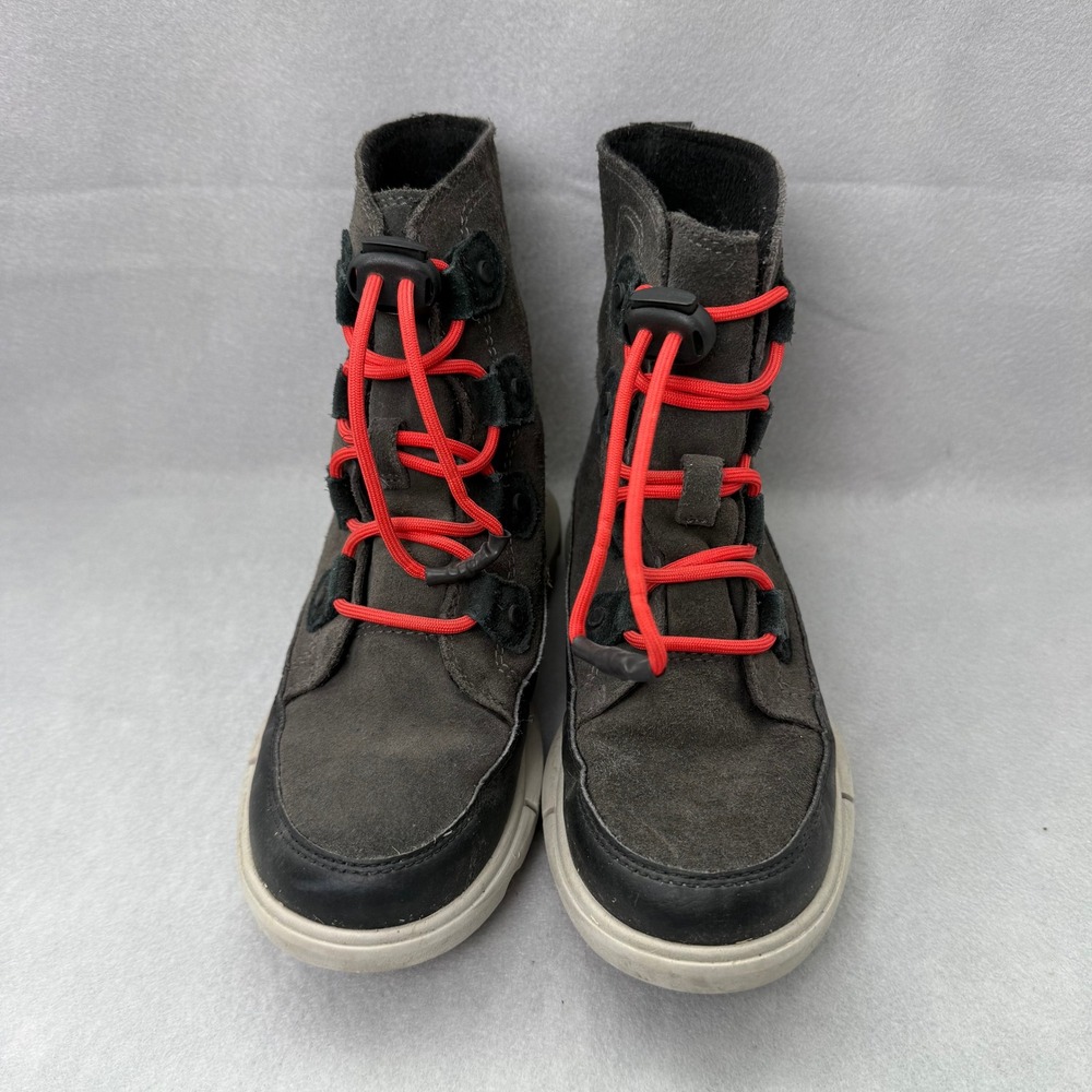 Sorel Kids Kinetic Sport Waterproof Boots Quarry Black Red NY4897-093 Size 1